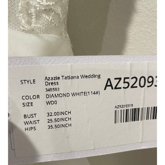NWT Azazie Tatiana A-Line V-Neck Sequins Tulle Wedding Dress Diamond White Sz 0 - Picture 10 of 11
